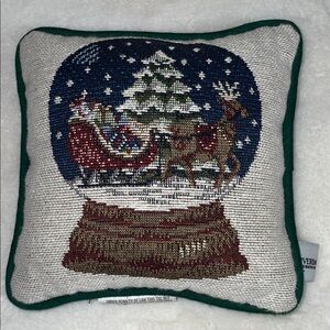 Riverdale 8” x 8” snow globe Santa accent pillow